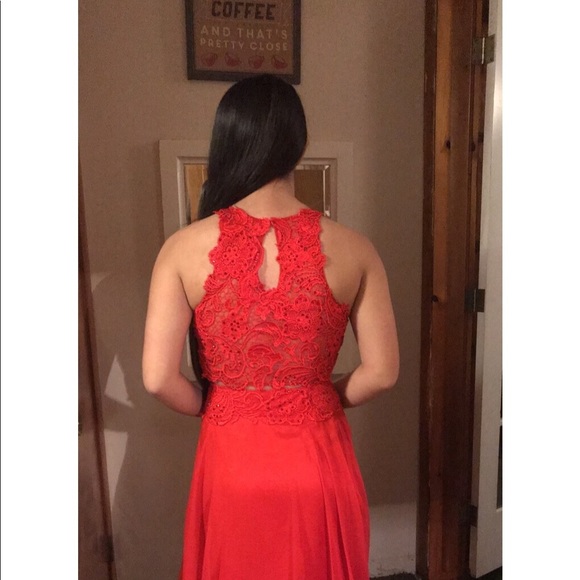 SOLD LOCALLY! Red two piece prom dress - Picture 4 of 7
